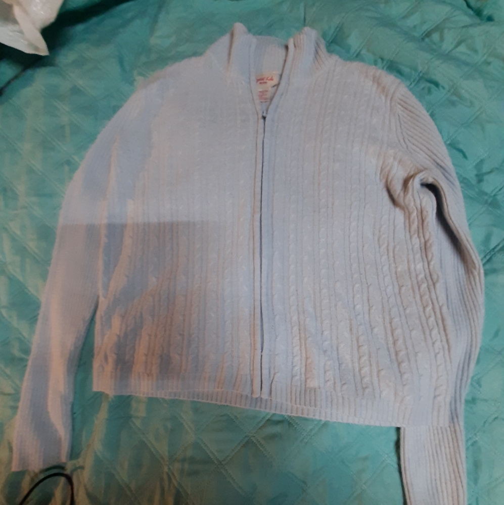Light blue zip up sweater